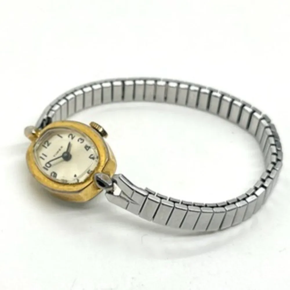 VINTAGE TIMEX WATCH Cavatina Ladies Gold Tone Oval Stretch Band AS IS